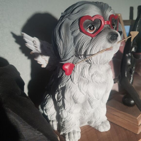 Valentines Day Cupid 10" Dog Shitzu Figurine Love Dan Dee Shelf Decor - Picture 1 of 7